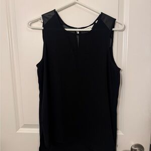 Black Sleeveless Top with Leather Accents